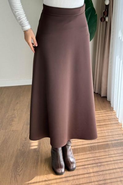 Kloş Scuba Etek Kahverengi