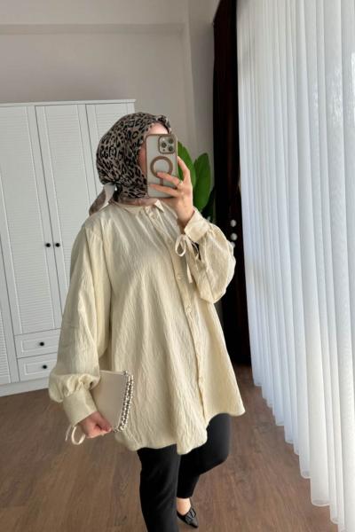 Kolu İpli Monaco Gömlek  Taş Rengi