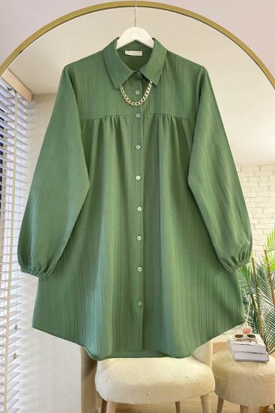 Kolyeli Eslem Tunik  Haki