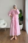 Kumru Fırfırlı Elbise Pembe