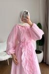 Kumru Fırfırlı Elbise Pembe