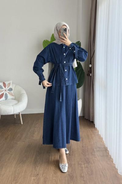 Lace Etekli Kot Takım Lacivert