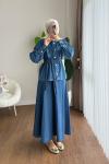 Lace Etekli Kot Takım Mavi