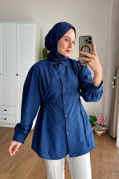 Lace Poplin Gömlek  Lacivert