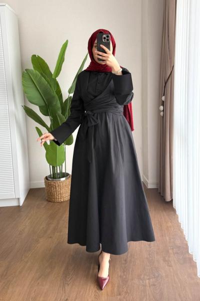 Lara Bağlamalı Elbise Siyah
