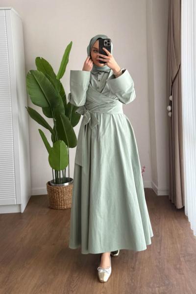 Lara Bağlamalı Elbise Yeşil