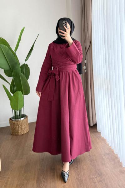 Lara Bağlamalı Elbise Bordo