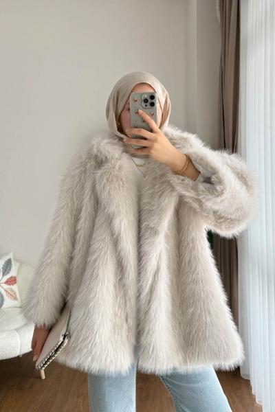 Lolita Kürk Ceket  Taş Rengi