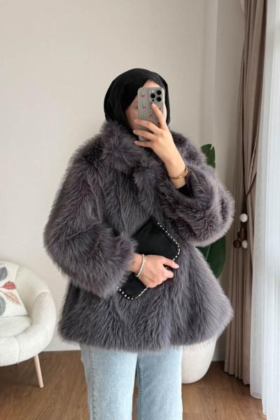 Lolita Kürk Ceket  Füme