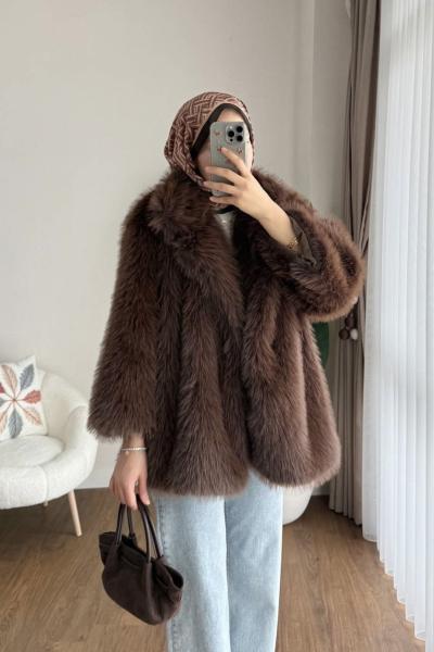 Lolita Kürk Ceket  Kahverengi