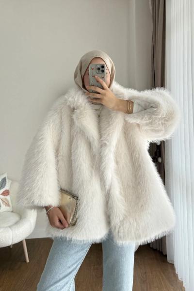 Lolita Kürk Ceket  Ekru