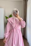 Lupe Poplin Elbise Pembe
