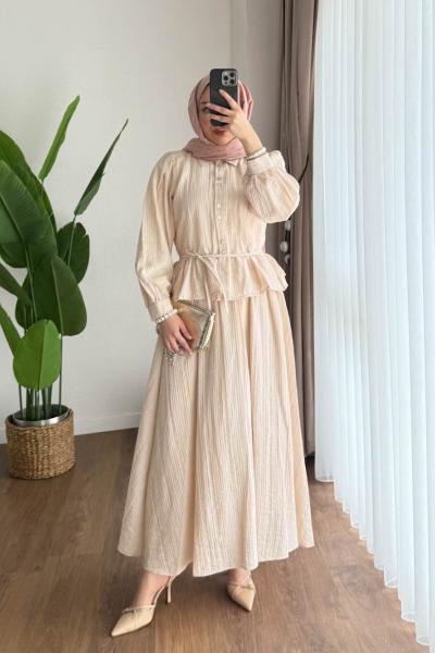 Melinda Etekli Takım Bej