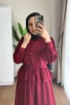 Melinda Etekli Takım Bordo