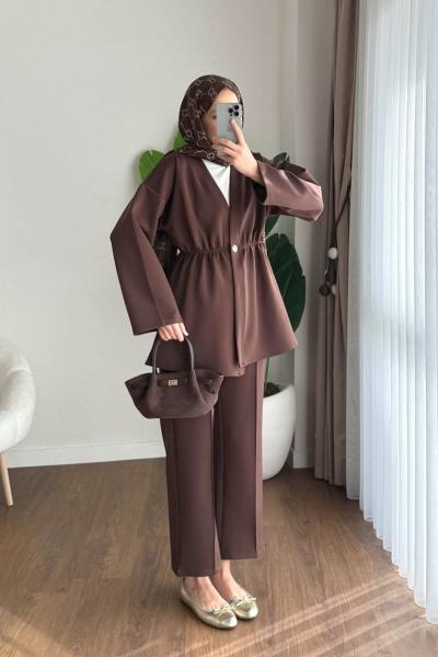 Mery İkili Takım Kahverengi