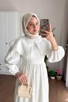 Mila Brode Elbise Beyaz