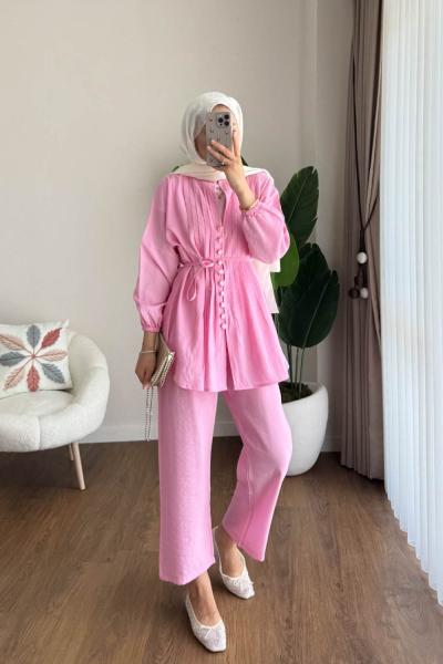 Modal Piliseli Takım  Pembe
