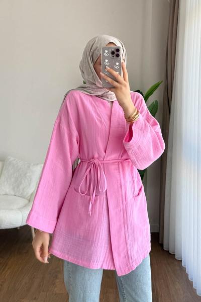 Müslin Kimono Pembe