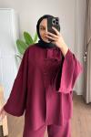Nice Keten Takım  Bordo