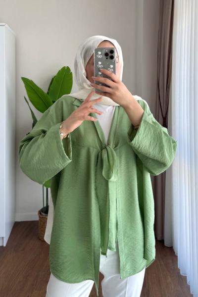 Önü Bağcıklı Kimono Yeşil