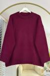 Oversize Bisiklet Yaka Kazak Bordo
