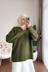 Oversize Bisiklet Yaka Kazak Yeşil