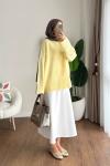 Oversize Bisiklet Yaka Kazak Sarı