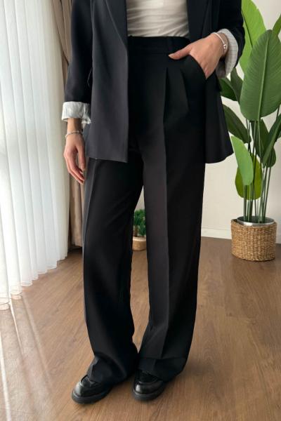 Palazzo Double Pantolon Siyah