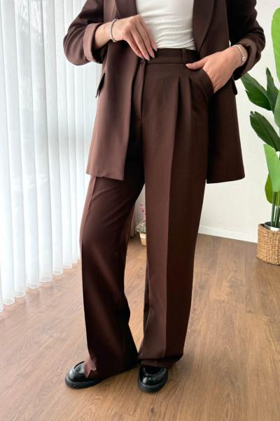 Palazzo Double Pantolon Kahverengi
