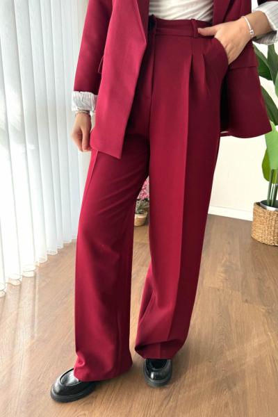 Palazzo Double Pantolon Bordo