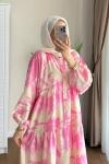 Parla Desenli Modal Elbise Pembe