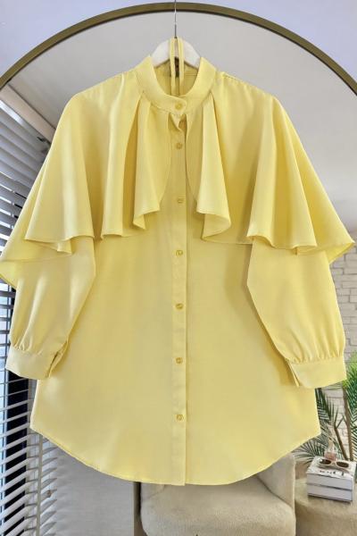 Pelerin Detaylı Gömlek  Sarı