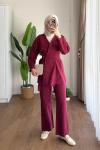 Pensli Keten Takım Bordo