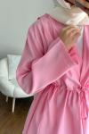 Pile Detaylı Modal Ceket  Pembe