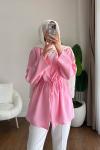 Pile Detaylı Modal Ceket  Pembe