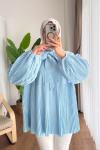 Piliseli Salaş Tunik Bebe Mavisi