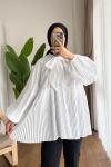 Piliseli Salaş Tunik Beyaz