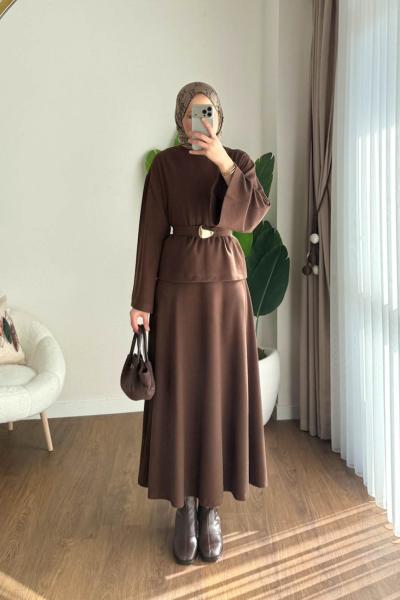 Selanik Etekli Takım Kahverengi