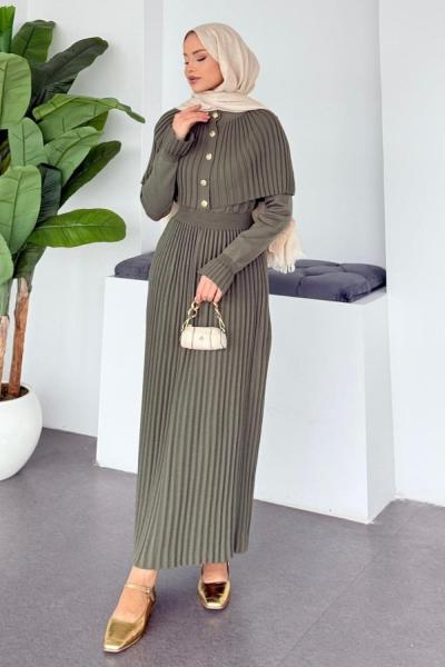 Selina Triko Elbise Haki