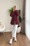 Üç Bağcıklı Kapitone Ceket Bordo
