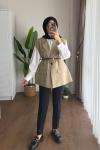 Vatkalı Oversize Yelek Çağla Yeşili