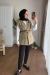 Vatkalı Oversize Yelek Çağla Yeşili