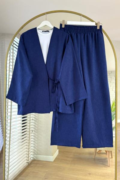 Vegas Kimono Keten Takım  Lacivert
