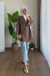 Yan Bağlamalı Kimono Kahverengi
