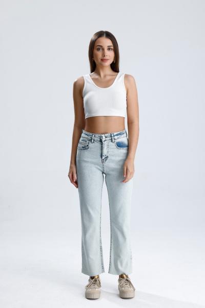 Yarım İspanyol Kesik Paça Pantolon Kar Yıkama