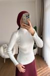 Dik Yaka Fırfırlı Body Ekru
