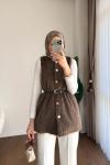 Kemerli Maxmara Yelek Kahverengi