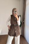 Kemerli Maxmara Yelek Kahverengi