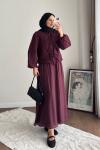 Buse Fırfırlı Etekli Takım  Bordo