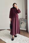 Buse Fırfırlı Etekli Takım  Bordo